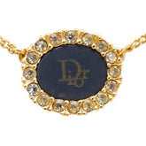 ディオール ロゴ ラインストーン ネックレス ゴールド ブラック メッキ レディース Dior 【中古】
